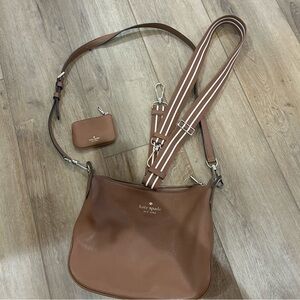 Kate Spade Brown Leather Crossbody Bag with Extra Strap and Coin Purse